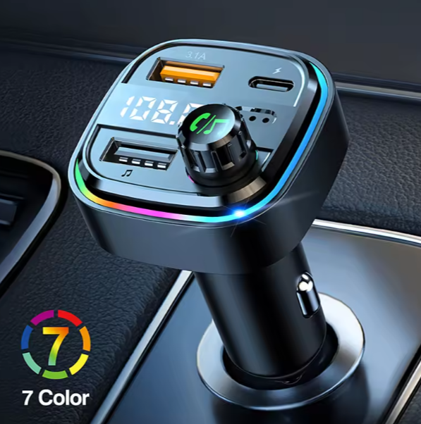 C26 Dual USB Car Charger Fast Charging BT5.0 Type C Fast Charging Hands-Free Fm Transmitter Car Charger with Digital Display