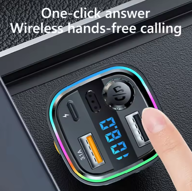 C26 Dual USB Car Charger Fast Charging BT5.0 Type C Fast Charging Hands-Free Fm Transmitter Car Charger with Digital Display