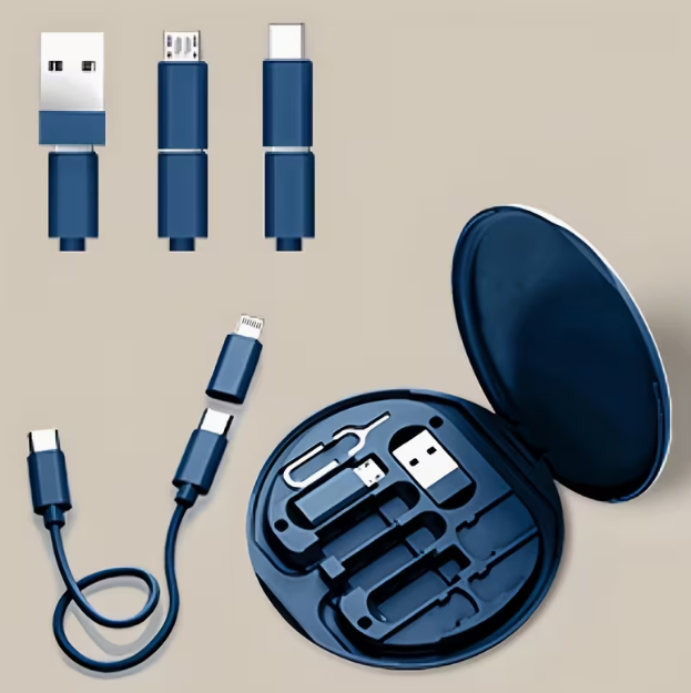 9-in-1 Multi-Function PD Fast Charging Cable Set, USB-C Fast Charger + Data Cable Storage Box, Fully Compatible (Android/for iPhone/iPad), OTG Converter + Foldable Cable + SIM Ejector Pin, Durable Charger Kit, Mini and Portable, Essential Accessory