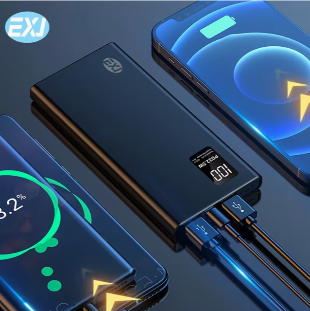 EXJ 22.5W Fast Charging Power Bank 10000/20000mAh LED Digital Display Dual USB Type-C Safe Lithium Polymer Battery Portable Charger Compatible with iPhone & Android Travel & Daily Use