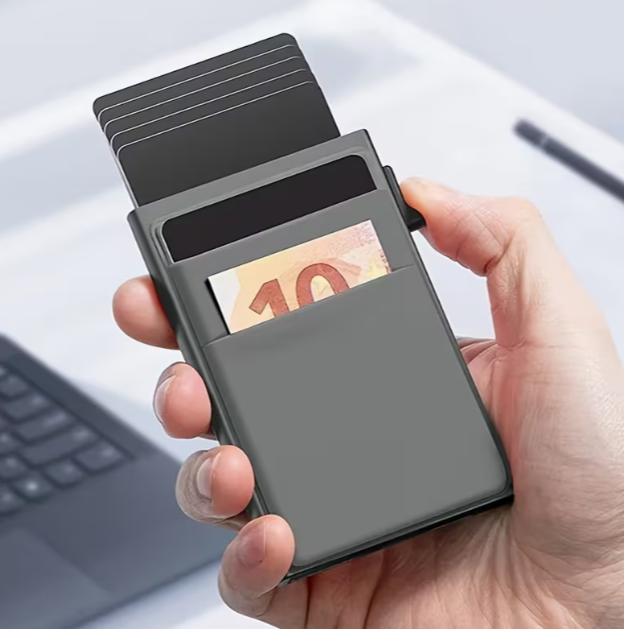 RFID Blocking Slim Pop-Up Wallet for Men - Sleek Minimalist Design with Coin Slot, Multiple Card Slots & Secure Card Protection - Compact Lightweight Everyday Carry, Mini Wallet