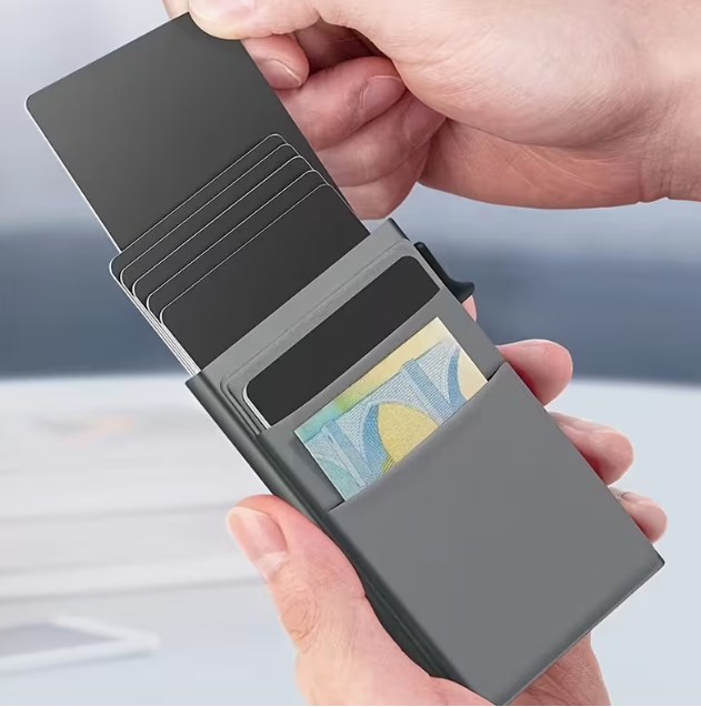 RFID Blocking Slim Pop-Up Wallet for Men - Sleek Minimalist Design with Coin Slot, Multiple Card Slots & Secure Card Protection - Compact Lightweight Everyday Carry, Mini Wallet