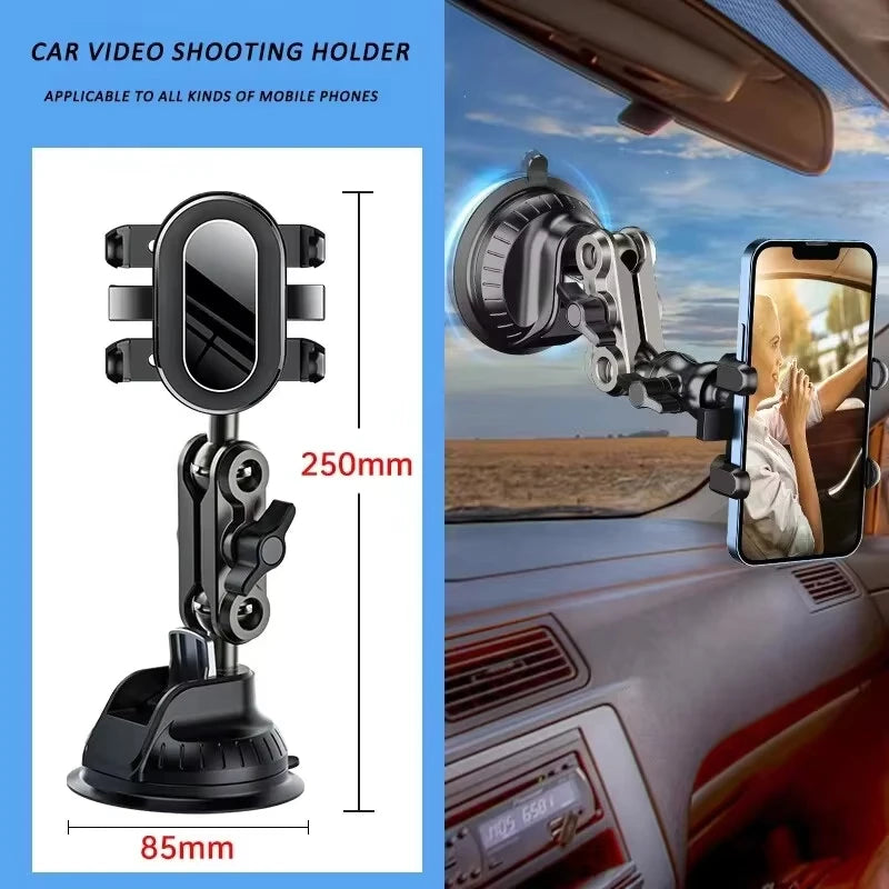 Car Phone Holder Shooting Car Two In One Strong Suction Cup Multi Angle Adjustable Aluminum Alloy Clip Holder