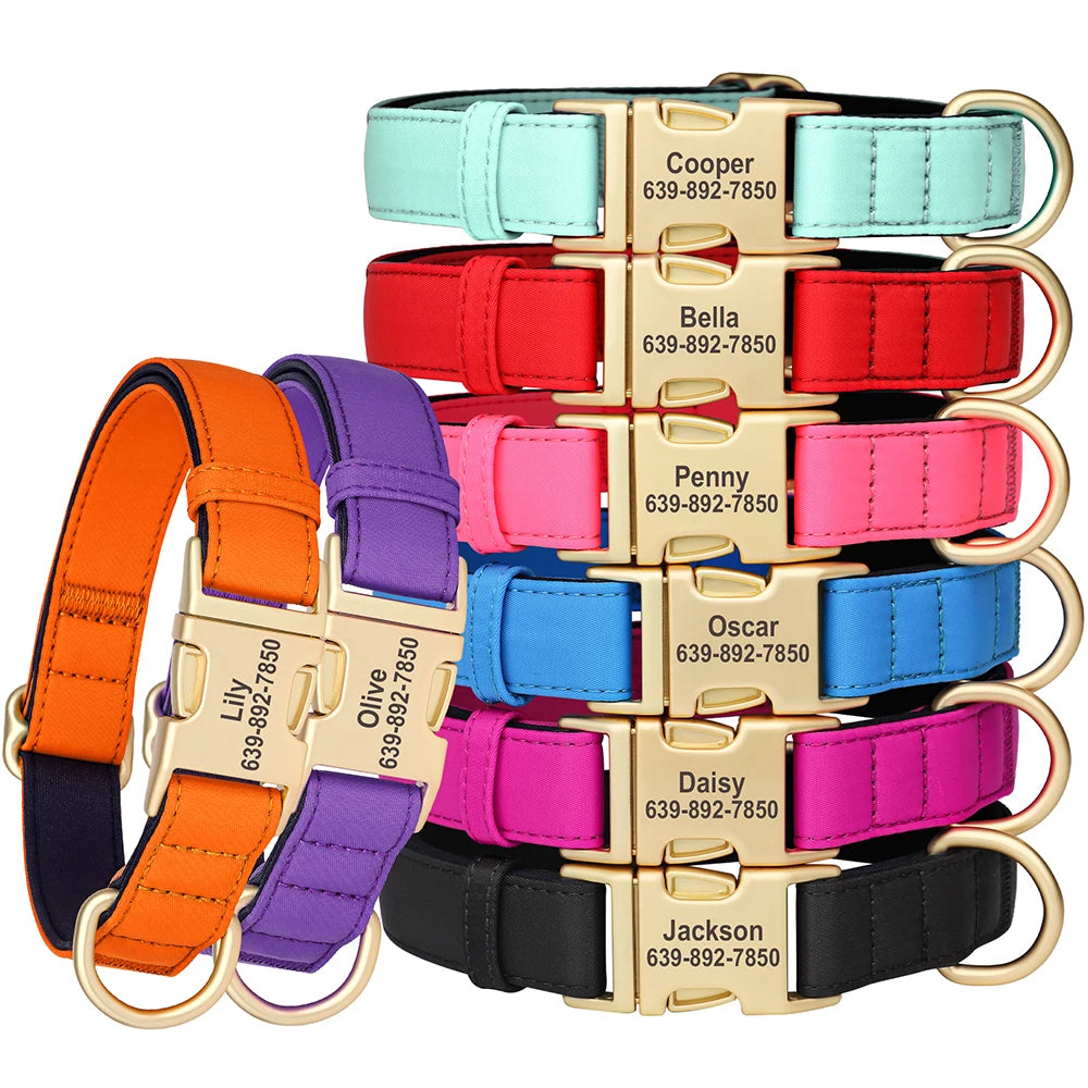 Personalized Dog Collar Waterproof Nylon Soft Padded