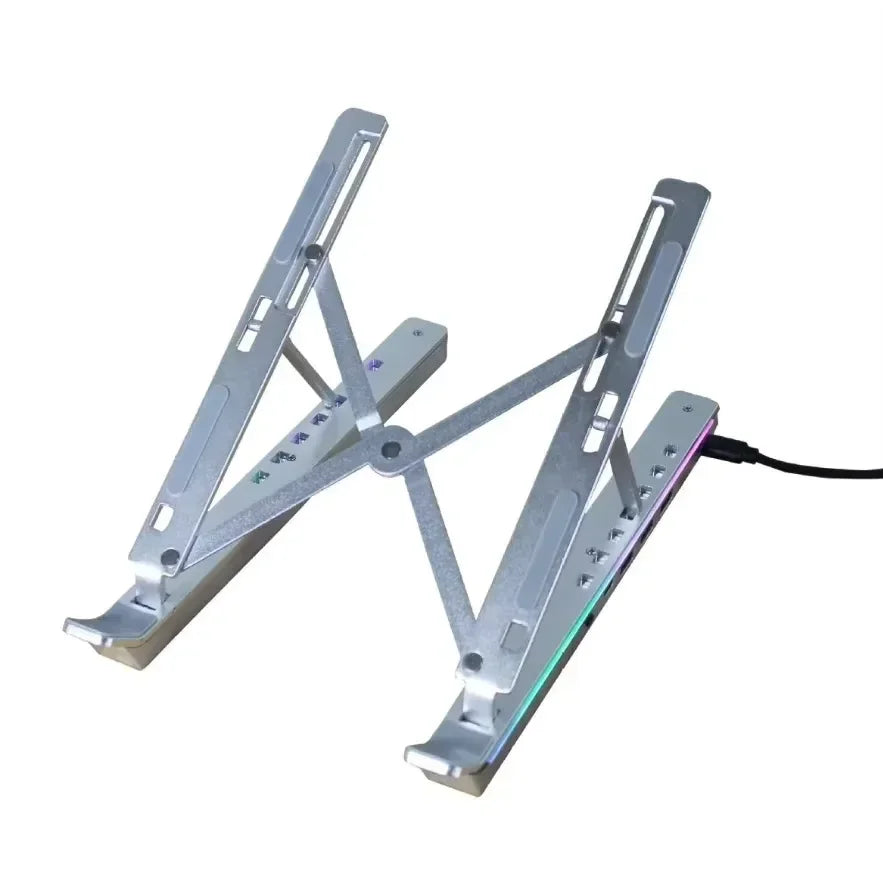 Foldable Laptop Stand 4IN1 USB RGB Stand Portable Notebook Bracket Support Base Aluminum Alloy Holder For Macbook PC Accessories