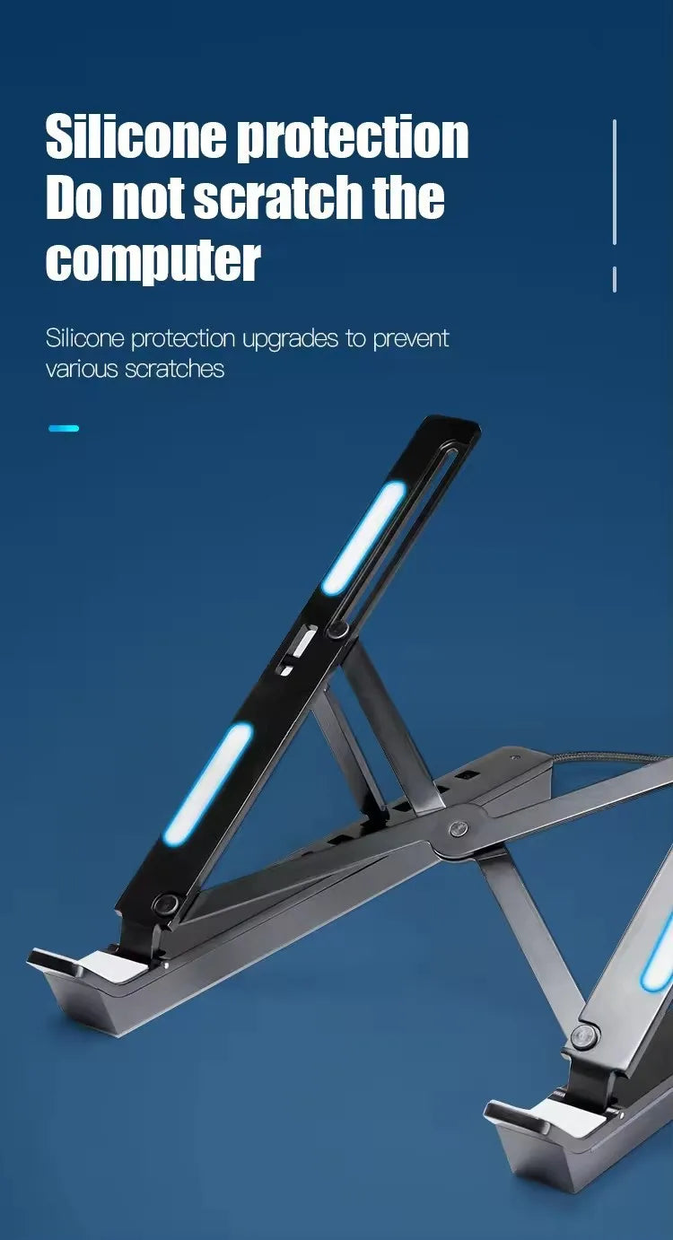 Foldable Laptop Stand 4IN1 USB RGB Stand Portable Notebook Bracket Support Base Aluminum Alloy Holder For Macbook PC Accessories