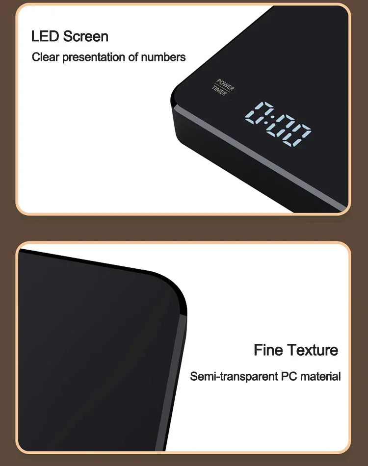 1Set Electronic Coffee Scale with Silicone Pad Digital Coffee Scale with Timer LED Display USB Charging Home Cafe Use Good Gift