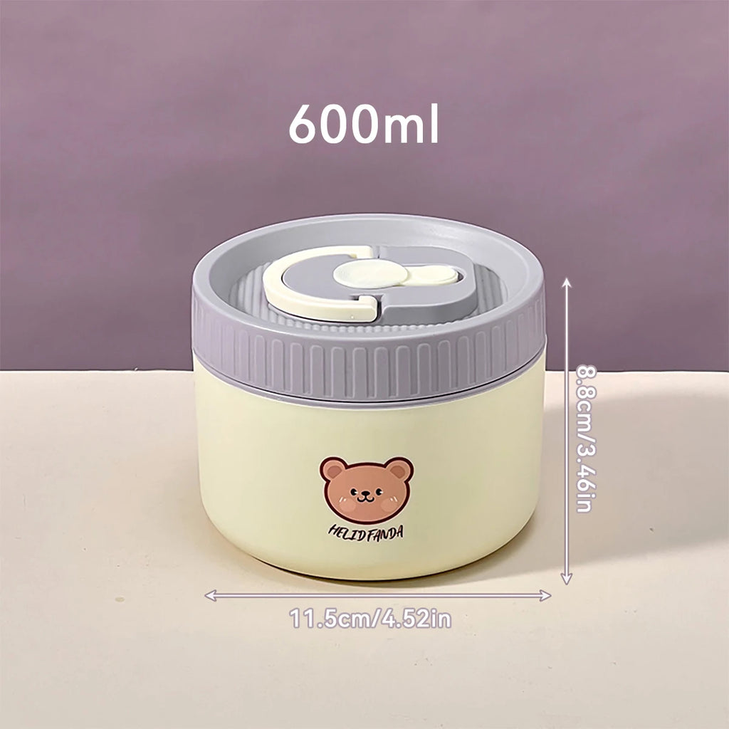 WORTHBUY Microwave Sealed 304 Stainless Steel Thermal Bento Lunch Box Large Capacity Cute Insulated Food Container For Students