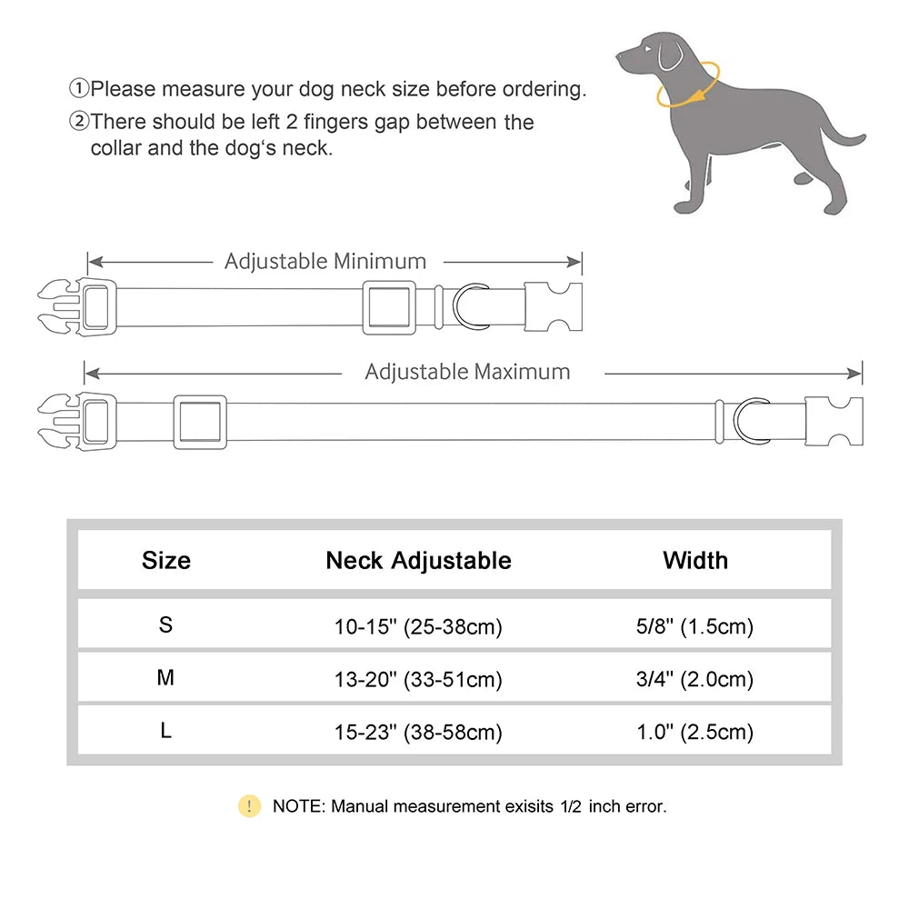 Personalized Dog Collar Waterproof Nylon Soft Padded