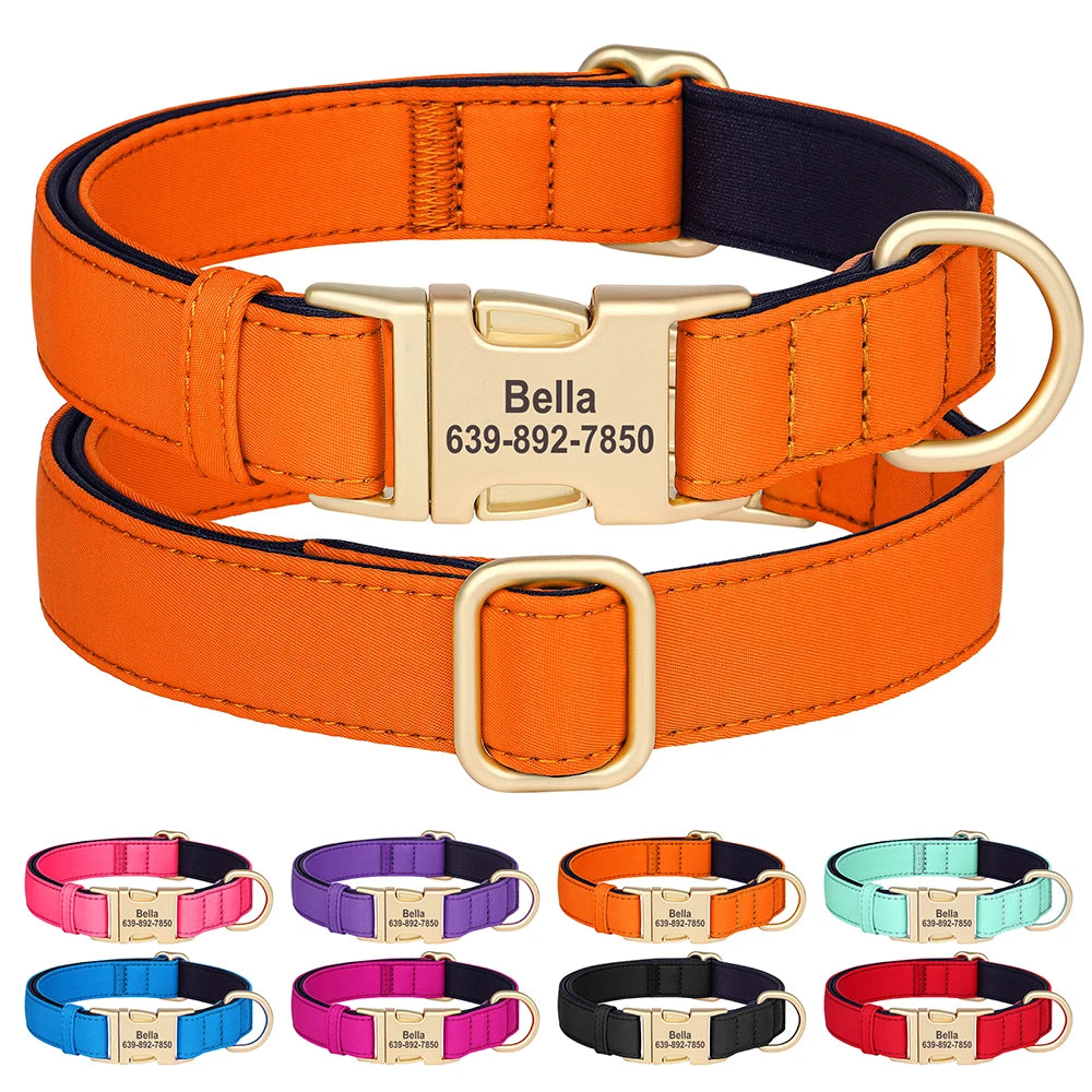 Personalized Dog Collar Waterproof Nylon Soft Padded