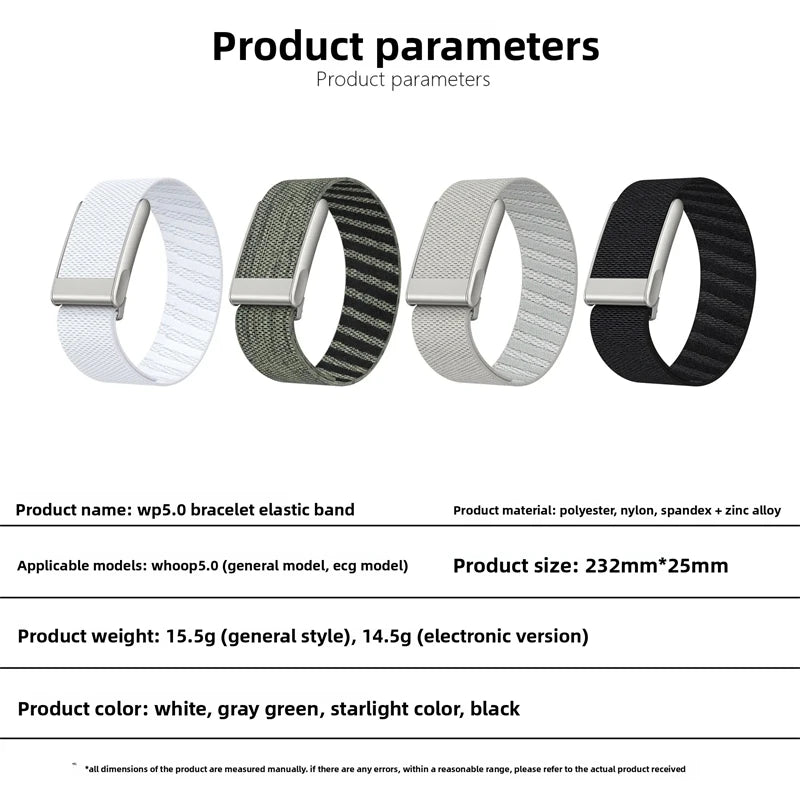Suitable for Whoop 5.0 Soft Loop wristband strap, nylon Braided elastic Whoop5.0 Wristband Fitness Tracker Whoop Life ECG Straps