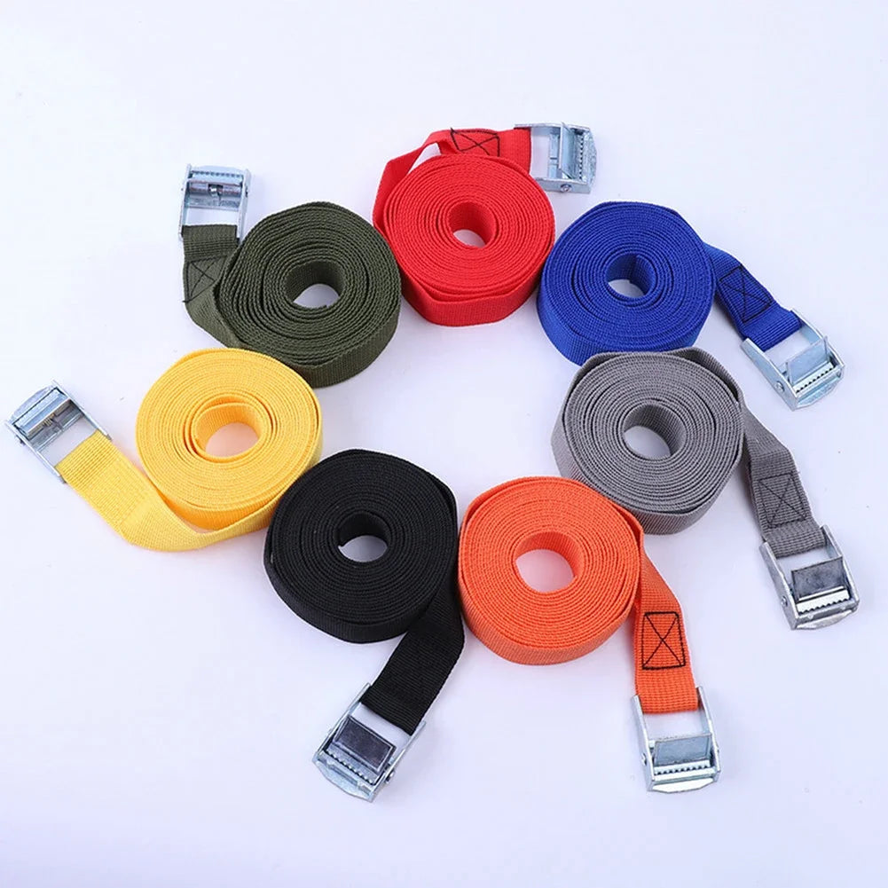 2M Buckle Tie-Down Belt Cargo Straps With Metal Buckle Tow Rope Strong Ratchet Belt For Luggage Bag Motorcycle Car Accessories