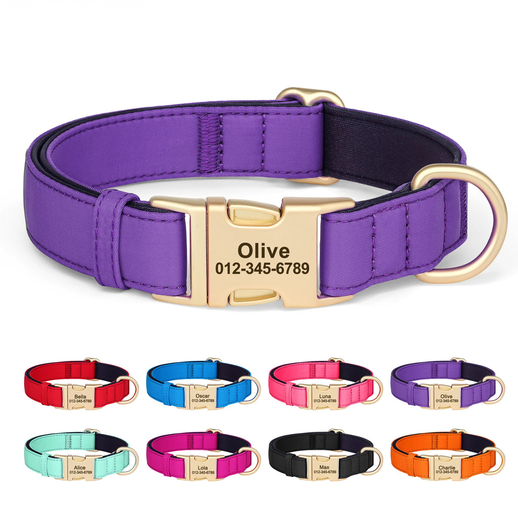 Personalized Dog Collar Waterproof Nylon Soft Padded