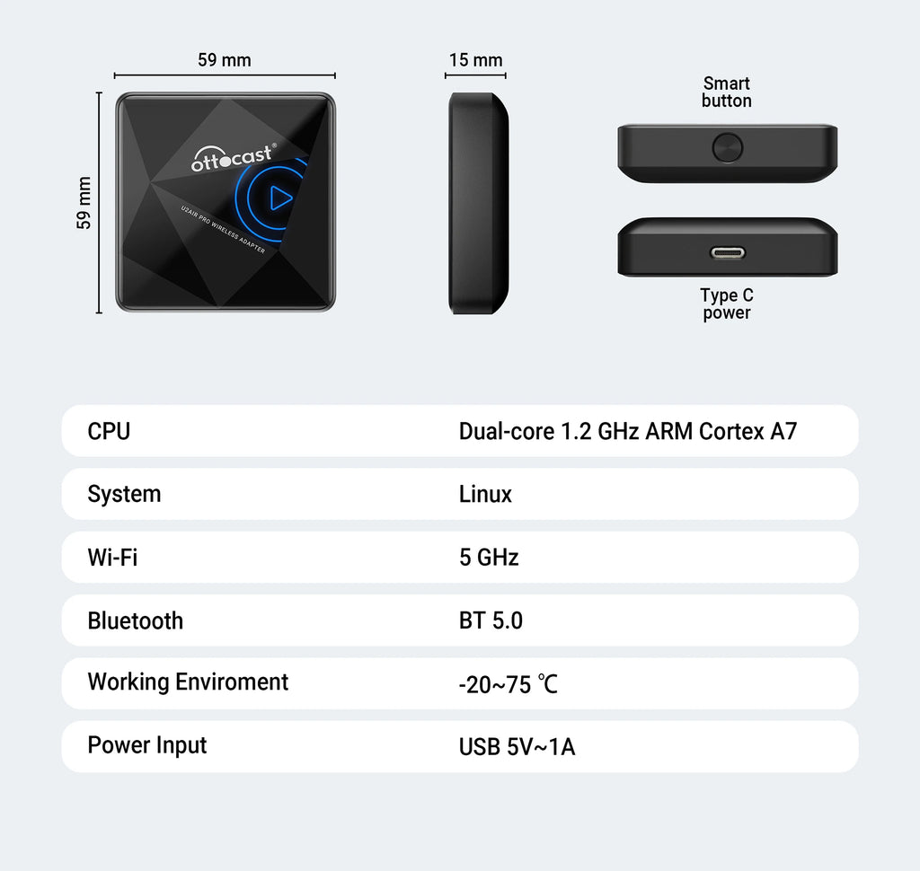 Air PRO Wired To Wireless CarPlay Adapter USB Dongle Smart Ai Box For Car