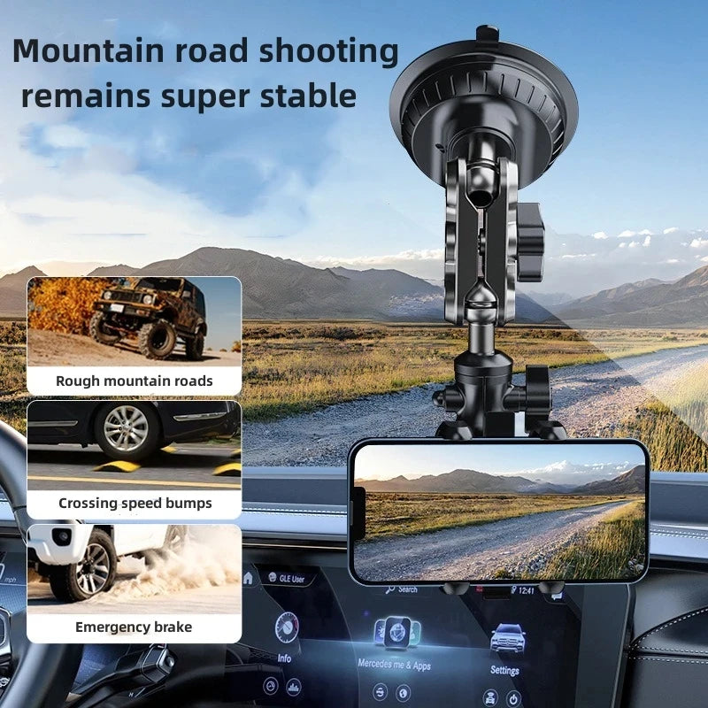 Car Phone Holder Shooting Car Two In One Strong Suction Cup Multi Angle Adjustable Aluminum Alloy Clip Holder