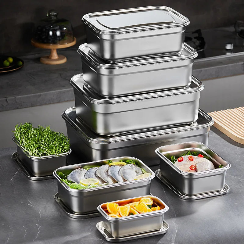 304 Stainless Steel Insulation Lunch Box Student Worker Portable Leak-proof Fresh-keeping Sealed Box Food Storage Picnic Box