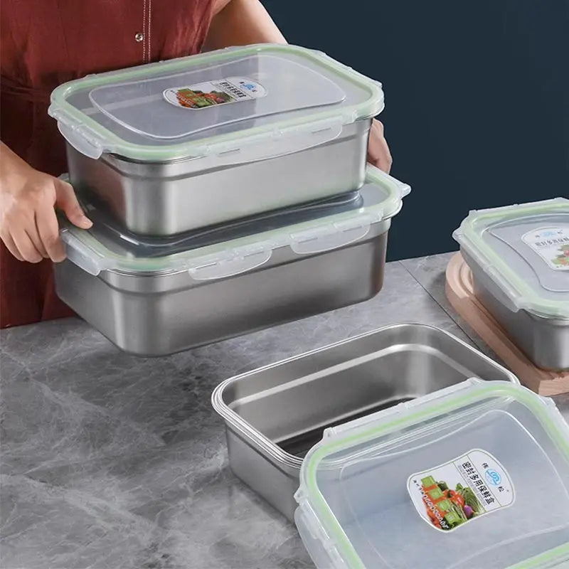 304 Stainless Steel Insulation Lunch Box Student Worker Portable Leak-proof Fresh-keeping Sealed Box Food Storage Picnic Box