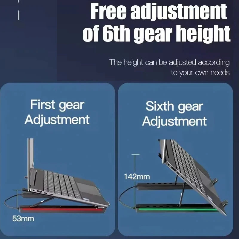 Foldable Laptop Stand 4IN1 USB RGB Stand Portable Notebook Bracket Support Base Aluminum Alloy Holder For Macbook PC Accessories