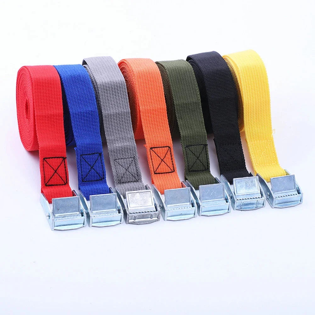 2M Buckle Tie-Down Belt Cargo Straps With Metal Buckle Tow Rope Strong Ratchet Belt For Luggage Bag Motorcycle Car Accessories