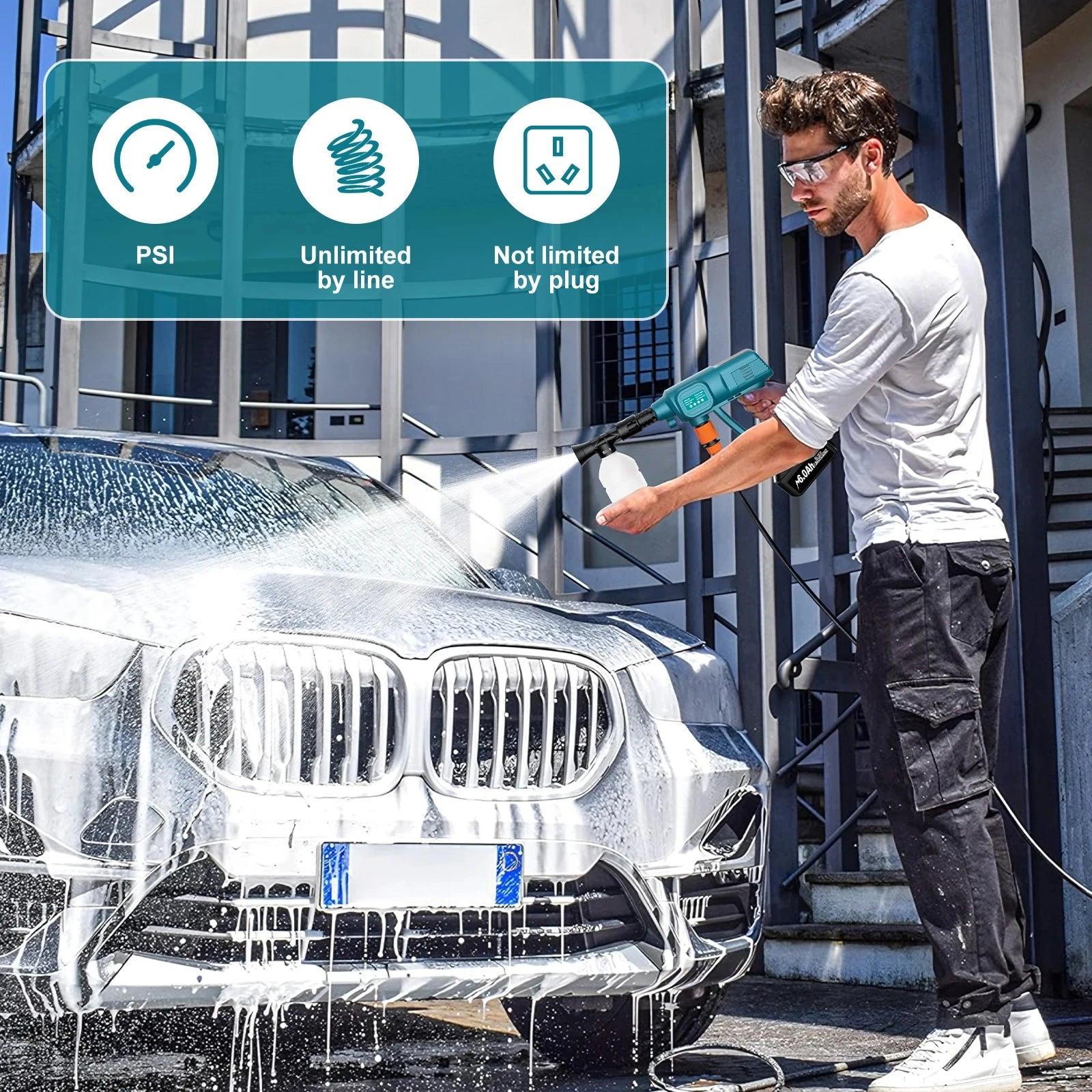 Cordless Pressure Washer Compatible For Makita 18V Series Battery Power Handheld High-Pressure Washer Gun for Car/Home Cleaning