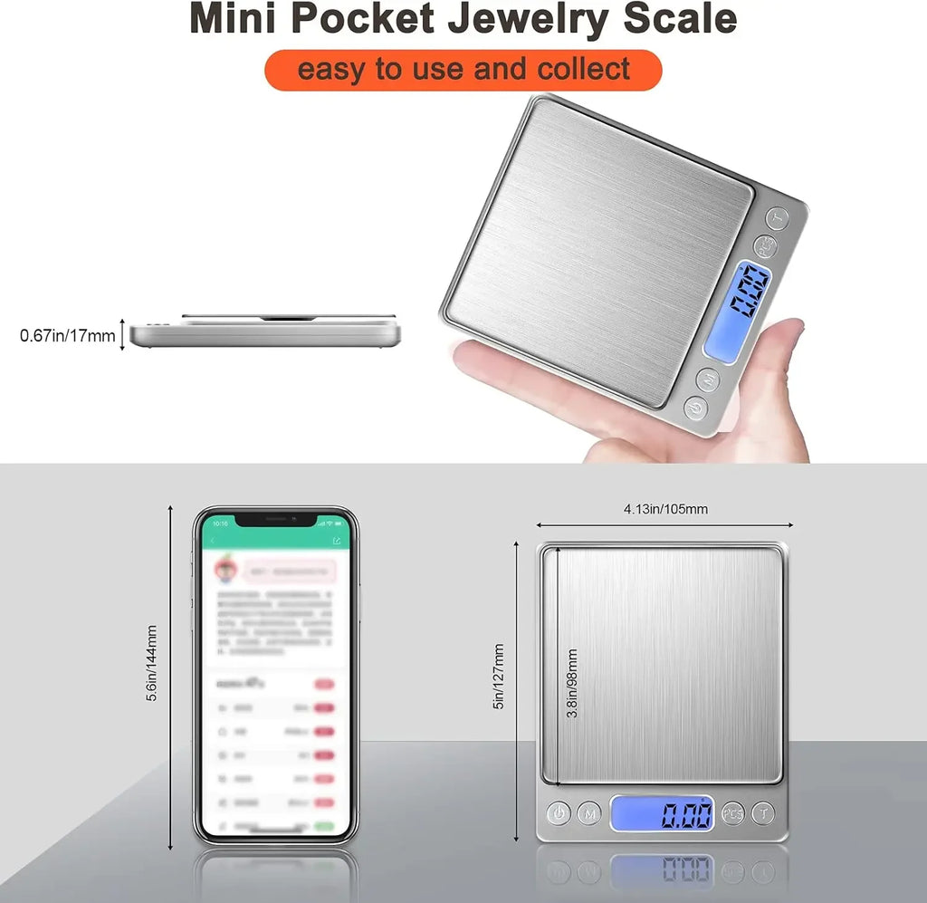 0.01g Digital Kitchen Scale Jewelry Smart Precision LCD Electronic Pocket Portable Food Scales Gram Weight Balance