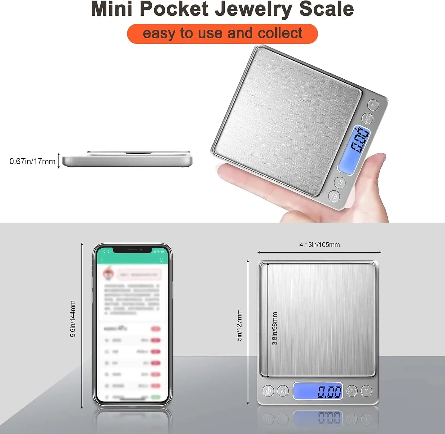 0.01g Digital Kitchen Scale Jewelry Smart Precision LCD Electronic Pocket Portable Food Scales Gram Weight Balance