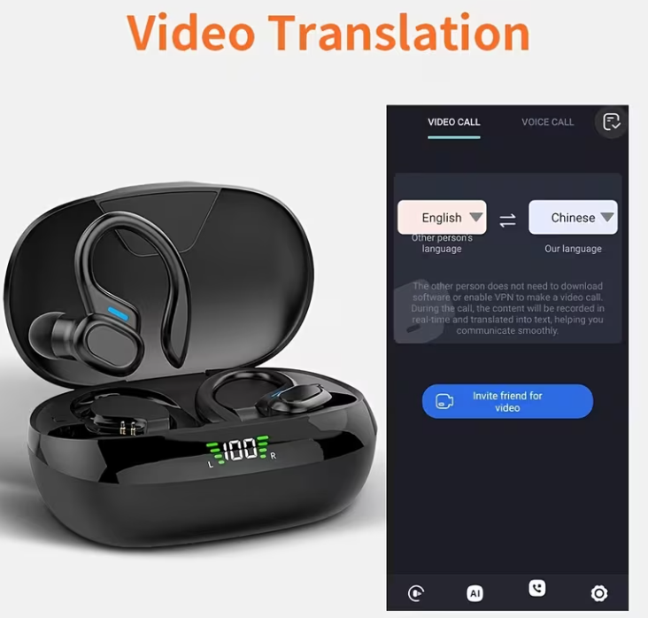 Brand New 144 Translation Headphones: Instant Translation Headphones, Suitable for Travel, Business, Work, Back to School, Listening to Music, AI Headphones, Conference Recording Translation, Real-time Voice Translation