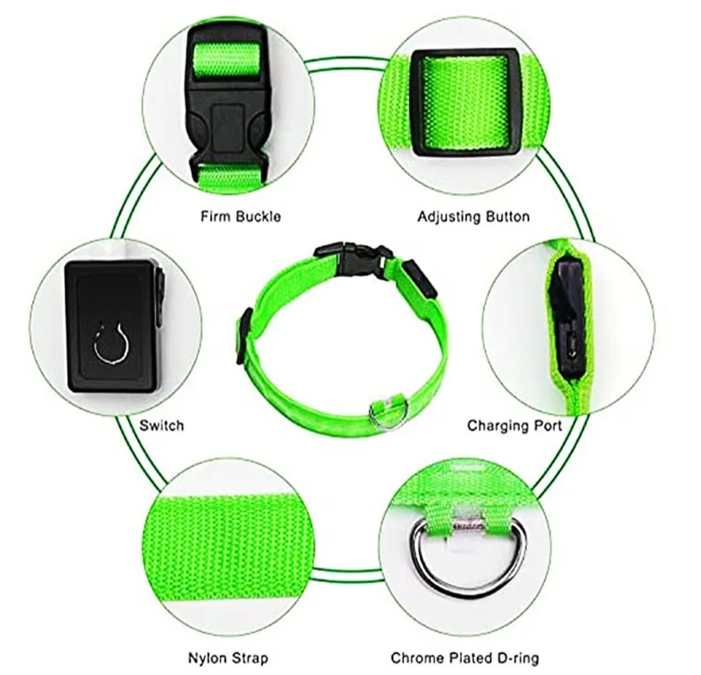 Dog Anti Lost Safety Glowing Collar Multi-Color Pendant Outdoor Waterproof Warning Led Flashing Light Strip Pet Traction Supplie