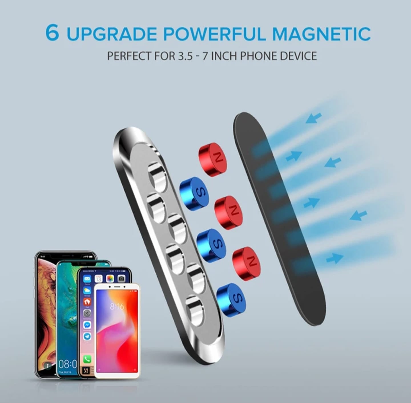 Simple Mini Strip Shape Magnetic Car Phone Holder Car Accessories Magnetic Magnets Markless