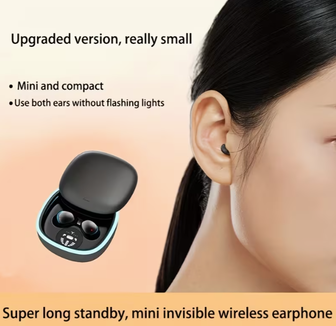 Super Small Wireless Mini Headphones, Mini Invisible Earbuds, Extra-Long Standby Headphones, with High-Definition Microphone, Type-C Charging, Volume Control, Compatible with Mobile Phones, Unisex