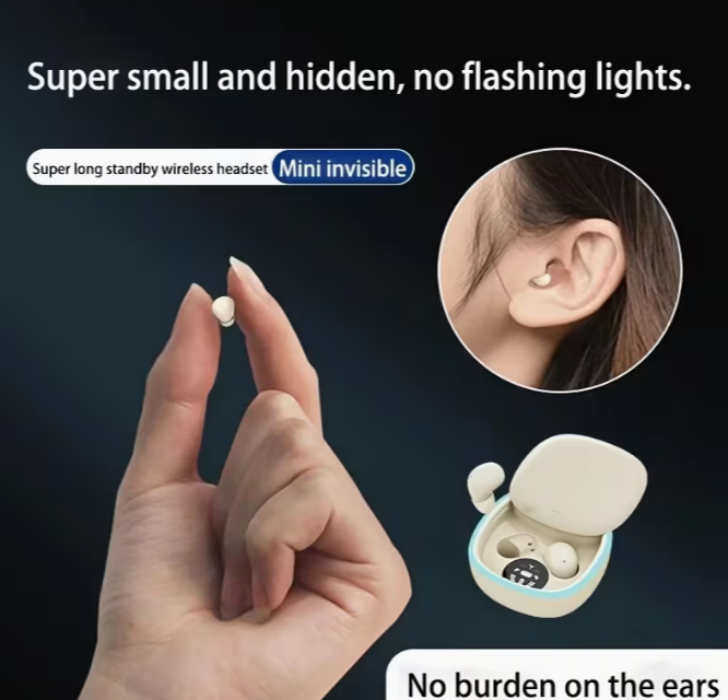 Super Small Wireless Mini Headphones, Mini Invisible Earbuds, Extra-Long Standby Headphones, with High-Definition Microphone, Type-C Charging, Volume Control, Compatible with Mobile Phones, Unisex