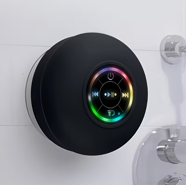 Popular Choice] Portable Wireless Speaker with Suction Cup - USB Rechargeable 2-Hour Playtime Parties Bathroom Travel & Outdoor RGB Lighting Bathroom Suction Cup Wireless Speaker HD Sound Quality
