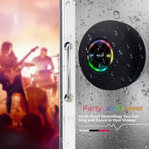 Popular Choice] Portable Wireless Speaker with Suction Cup - USB Rechargeable 2-Hour Playtime Parties Bathroom Travel & Outdoor RGB Lighting Bathroom Suction Cup Wireless Speaker HD Sound Quality