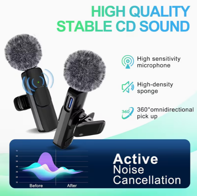Easter Gift Set of 2 Wireless Lapel Microphones Compatible with Android Phones, Plug-And-Play Lapel Mics with Noise Reduction, Ideal for Video Recording, Interviews, Podcasts, Vlogs, Youtube, And Tiktok, Perfect Gift for Him