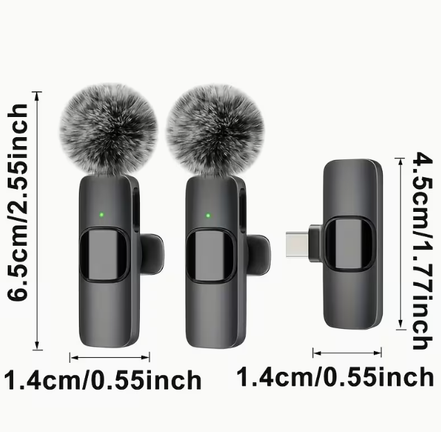 Easter Gift Set of 2 Wireless Lapel Microphones Compatible with Android Phones, Plug-And-Play Lapel Mics with Noise Reduction, Ideal for Video Recording, Interviews, Podcasts, Vlogs, Youtube, And Tiktok, Perfect Gift for Him