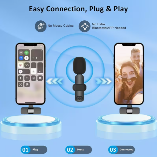 Easter Gift Set of 2 Wireless Lapel Microphones Compatible with Android Phones, Plug-And-Play Lapel Mics with Noise Reduction, Ideal for Video Recording, Interviews, Podcasts, Vlogs, Youtube, And Tiktok, Perfect Gift for Him