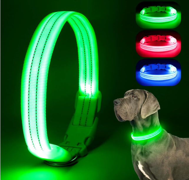 Dog Anti Lost Safety Glowing Collar Multi-Color Pendant Outdoor Waterproof Warning Led Flashing Light Strip Pet Traction Supplie