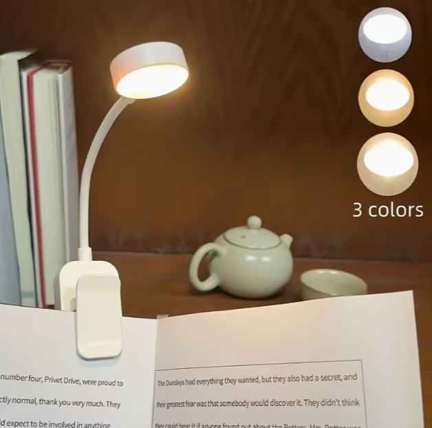 Modern LED Desk Lamp with Switch, USB Rechargeable Clip-On Desk Light, Flexible for Home Use, Portable Reading Lamp Suitable for Bedroom, Living Room, Kitchen